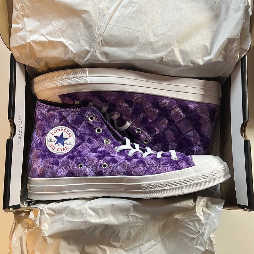 Golf Le Fleur x Chuck 70 Hi Quilted Velvet Tillandsia Purple Shoe - Picture 3 of 6